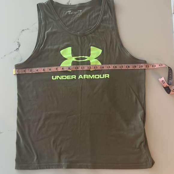 Under Armour Green Tank Top with Neon Logo Large Loose Fit - Picture 6 of 8
